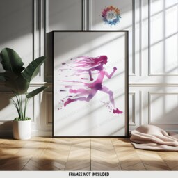 Marathon Runner Poster Set - 3 Prints - Watercolour Wall Art Definition Artwork Run Room Decor Jogging Woman Gifts Girls Gift - thumbnail 3