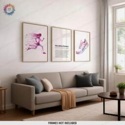 Marathon Runner Poster Set - 3 Prints - Watercolour Wall Art Definition Artwork Run Room Decor Jogging Woman Gifts Girls Gift - thumbnail 2