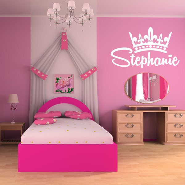 Custom Personalized Name & Sparkly Crown Wall Decal Sticker Decor 02 - image 1
