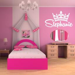 Custom Personalized Name & Sparkly Crown Wall Decal Sticker Decor 02 - thumbnail 1