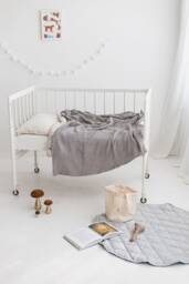 Linen Baby Blanket, Beige Waffle Throw, Soft Nursery Kids Blanket - thumbnail 1