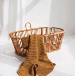 Linen Baby Blanket, Beige Waffle Throw, Soft Nursery Kids Blanket - thumbnail 4