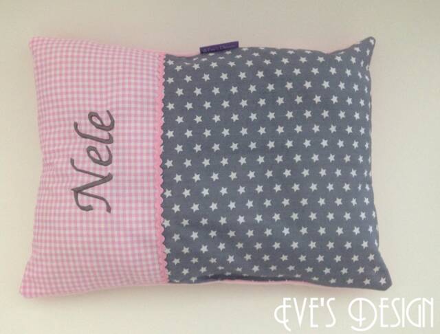"Name Pillow Baby ""stars Pink Gray" - image 1