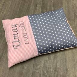 "Name Pillow Baby ""stars Pink Gray" - thumbnail 3