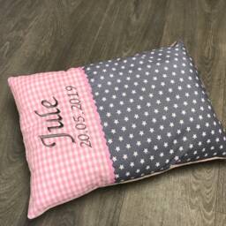 "Name Pillow Baby ""stars Pink Gray" - thumbnail 2