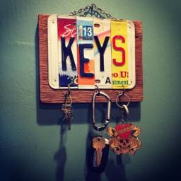 License Plate Wood Key Holder. Hook. Home Decor. Holder For Wall. Garage Fathers Day Gift. House Warming - thumbnail 1
