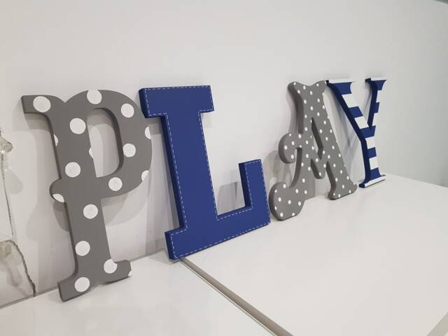 Wooden Letters Play, Play Room Decor, Kid's Room, Nursery - Wall Letters Various Colours & Finishes, 30cm High - image 1