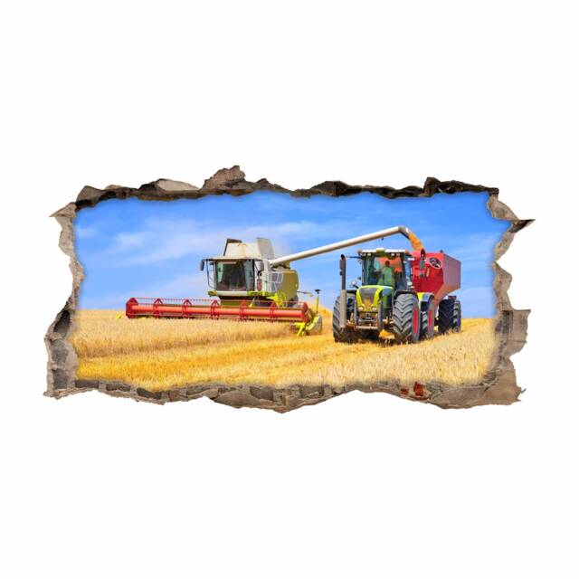 134 Wall Tattoo Combine Harvester & Tractor - Hole in The Wall Children's Room Mural Decoration Sticker Decal 6 Sizes - image 1