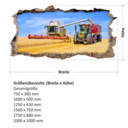 134 Wall Tattoo Combine Harvester & Tractor - Hole in The Wall Children's Room Mural Decoration Sticker Decal 6 Sizes - thumbnail 2