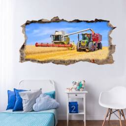 134 Wall Tattoo Combine Harvester & Tractor - Hole in The Wall Children's Room Mural Decoration Sticker Decal 6 Sizes - thumbnail 3