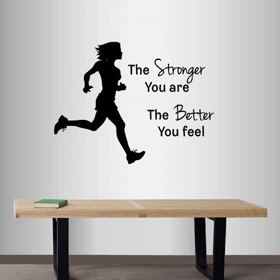 In-Style Decals Wall Vinyl Decal Home Decor Sticker Stronger You Are Better Feel Phrase Quote Lettering Running Girl Woman Sports 967 - image 1
