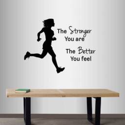 In-Style Decals Wall Vinyl Decal Home Decor Sticker Stronger You Are Better Feel Phrase Quote Lettering Running Girl Woman Sports 967 - thumbnail 1