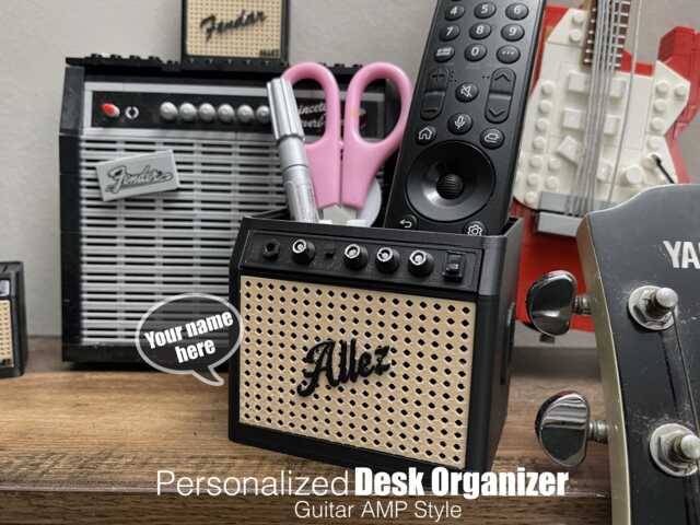 Personalized Guitar Amp Pen Holder, Desk Organizer, Player Music Teacher Gift - image 1