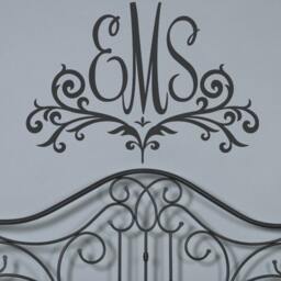 Scroll Monogram Personalized Wall Decal - Custom Color Large Initial Art Mural For Fancy Bedroom Office Foyer Family Room Mono 170 - thumbnail 2