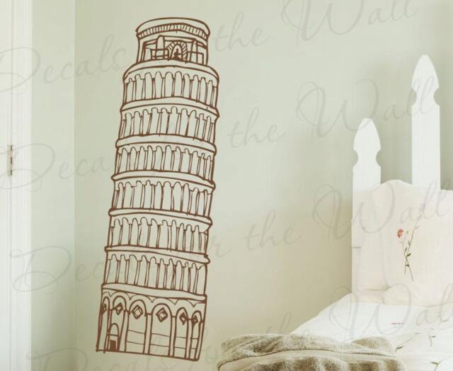 Leaning Tower Of Pisa Wall Decal Detailed Realistic Life Like Vinyl Art Sticker Decoration Large Sign Decor Mural Graphic G21 - image 1
