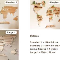 Orange Wooden World Map For Kids Room - Montessori Nursery Wall Decor Toy Storage Shelf - thumbnail 2