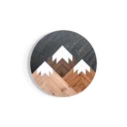 Mountain Wood Wall Art Round Boho Mosaic, 20 - thumbnail 3