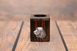 English Springer Spaniel - Wooden Candlestick With Dog, Souvenir, Decoration, Limited Edition, Collection - thumbnail 1