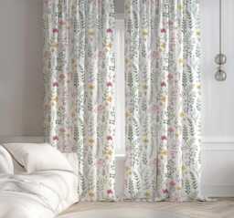 Colourful Flowers Curtains, Nursery Curtains Blackout Or Non Blackout, With Eyelets, Pencil Pleat Rod Pocket - thumbnail 1