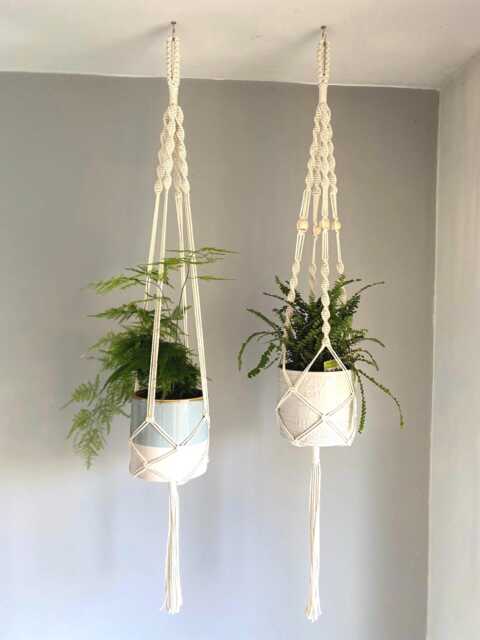 Macrame Ceiling Plant Hanger Indoor, Hanging Wall Planter, Hanging, Lover Gifts, Eco Friendly Minimalist Style Pot Holder - image 1