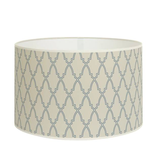 Lampshade Design Drum Beige With Navy Blue Geometric Pattern, Modern Lighting Accessory, Available in & Suspension - image 1