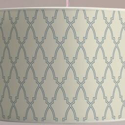Lampshade Design Drum Beige With Navy Blue Geometric Pattern, Modern Lighting Accessory, Available in & Suspension - thumbnail 3