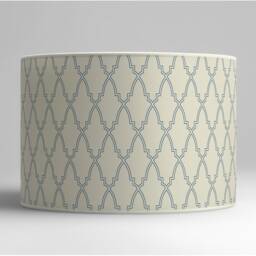 Lampshade Design Drum Beige With Navy Blue Geometric Pattern, Modern Lighting Accessory, Available in & Suspension - thumbnail 2