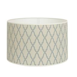 Lampshade Design Drum Beige With Navy Blue Geometric Pattern, Modern Lighting Accessory, Available in & Suspension - thumbnail 1
