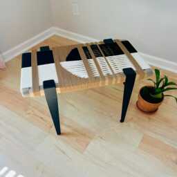 Hand-Woven Entryway Bench Mcm Style End Of Bed & Mudroom Seating - Ready T0 Ship - thumbnail 3
