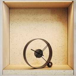 Antique Chrome Desk Clock - Endless, Modern Geometric Circle Design, Silent Contemporary Decor - thumbnail 3