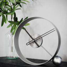 Antique Chrome Desk Clock - Endless, Modern Geometric Circle Design, Silent Contemporary Decor - thumbnail 2