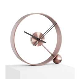 Antique Chrome Desk Clock - Endless, Modern Geometric Circle Design, Silent Contemporary Decor - thumbnail 4