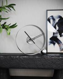 Antique Chrome Desk Clock - Endless, Modern Geometric Circle Design, Silent Contemporary Decor - thumbnail 1