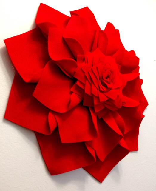 Felt Flower Sculpture Wall Decor Red 16 Inch For Charity Save Rainforest Causeflowers - image 1