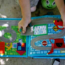 City Double Page Spread For Custom Built Quiet Book By Tomtoy, Road Map, Pretend Play, Fabric Busy Book Pages, 20x20cm, Double - thumbnail 3