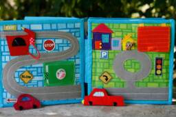 City Double Page Spread For Custom Built Quiet Book By Tomtoy, Road Map, Pretend Play, Fabric Busy Book Pages, 20x20cm, Double