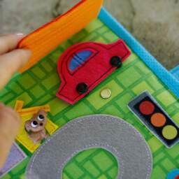 City Double Page Spread For Custom Built Quiet Book By Tomtoy, Road Map, Pretend Play, Fabric Busy Book Pages, 20x20cm, Double - thumbnail 4