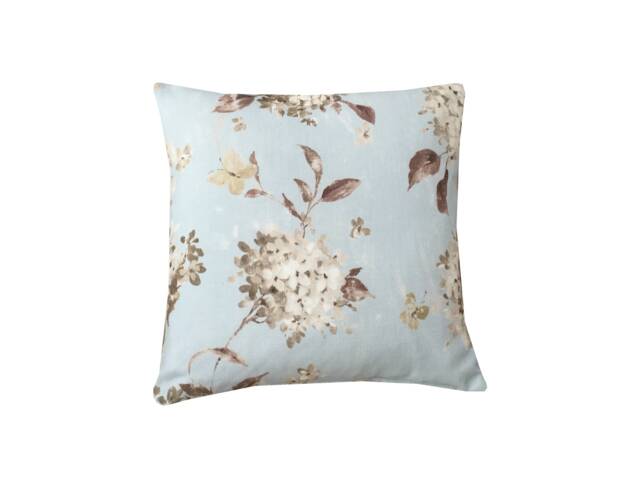Floral Linen Throw Pillow Cover Duck Egg Blue Botanical Cushion - image 1