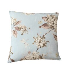 Floral Linen Throw Pillow Cover Duck Egg Blue Botanical Cushion - thumbnail 2