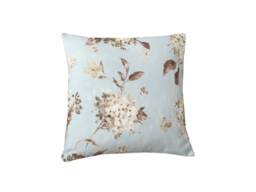 Floral Linen Throw Pillow Cover Duck Egg Blue Botanical Cushion - thumbnail 1