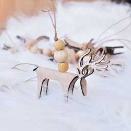 Handmade Leather Christmas Ornaments Wood Bead Accents - thumbnail 3