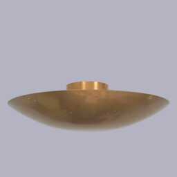 1950's Perforated Brass Dome Chandelier, Mid Century Modern Semi Flush Mount Light