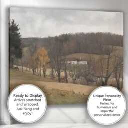 Muted Winter Countryside Farmhouse Landscape Painting Canvas Wall Art Print Decor Picture Ready To Hang - thumbnail 3