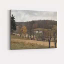 Muted Winter Countryside Farmhouse Landscape Painting Canvas Wall Art Print Decor Picture Ready To Hang - thumbnail 4