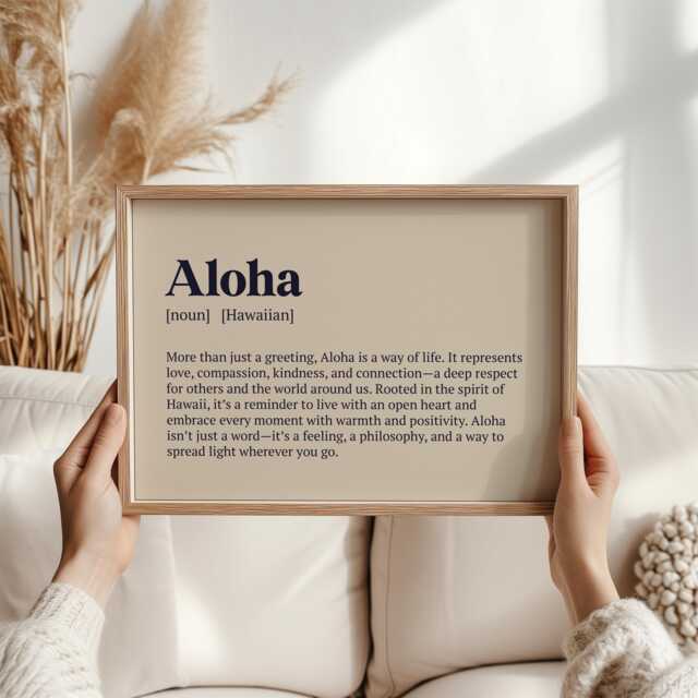 Aloha Definition Print - Hawaiian Spirit Of Love & Compassion Minimalist Typography Wall Art Meaningful Home Decor Mindfulness Quote - image 1