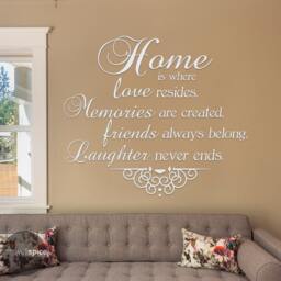 Home Is Where Love Resides, Memories Are Created, Friends Always Belong, & Laughter Never Ends Vinyl Wall Decal Sticker - thumbnail 2