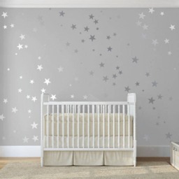Silver Confetti Stars Stick On Wall Art Vinyl Wall Decal Sticker Star Set For Baby Nursery By Decalisland-Sd 092 - thumbnail 2