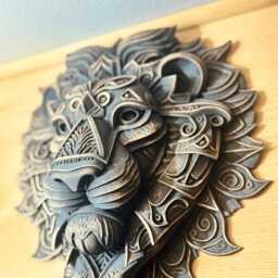Celtic Lion Wall Sculpture - Antique Gold Fantasy Decor, 3D Printed - thumbnail 4