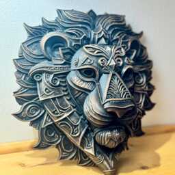 Celtic Lion Wall Sculpture - Antique Gold Fantasy Decor, 3D Printed - thumbnail 2