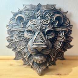 Celtic Lion Wall Sculpture - Antique Gold Fantasy Decor, 3D Printed - thumbnail 3